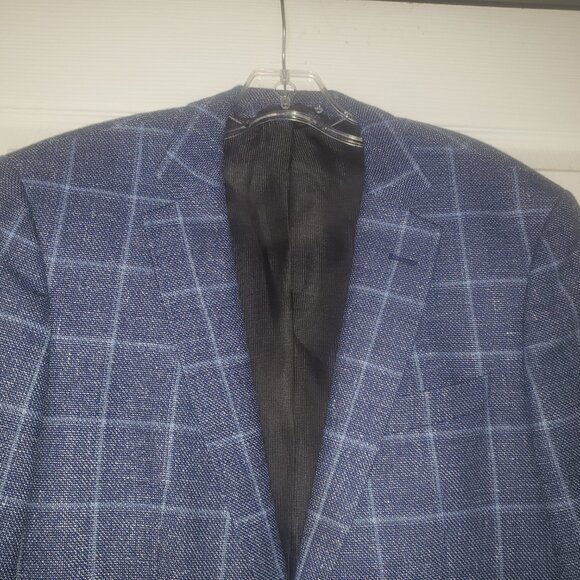 Hugo Boss Genius Blue Plaid Wool Sport Coat Slim Fit size 38R - Picture 2 of 16